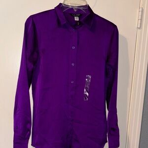 XXS- Lauren Ralph Lauren Purple Button-Up long sleeved collar Blouse fits XS